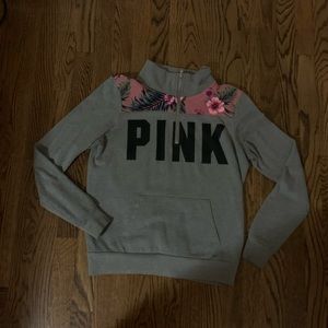 PINK 3/4 zip floral hoodie